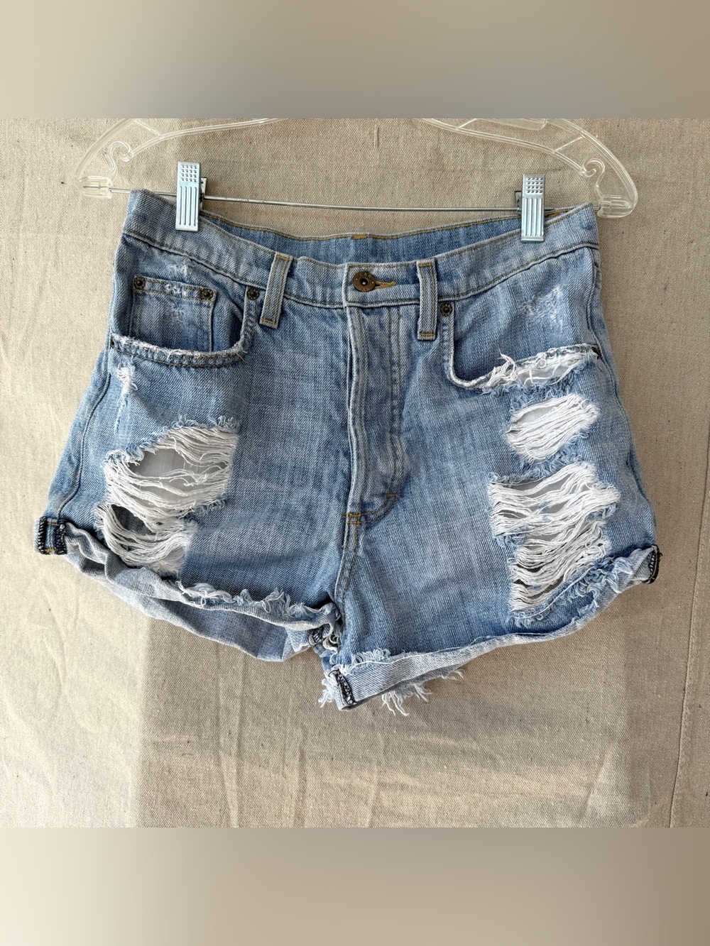 Carmar Size 26 Light Wash Distressed Denim Shorts